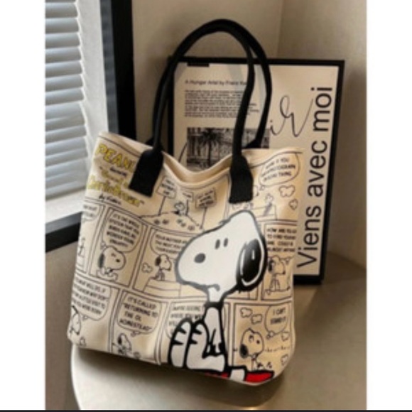 Peanuts Snoopy Comic Tote Bag - Cream and Black - Picture 2 of 8